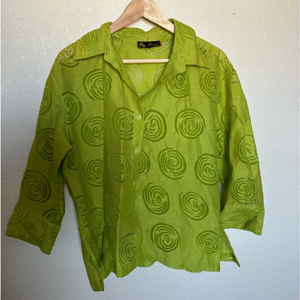 MIRASOL | Funky Lime Green Button Up